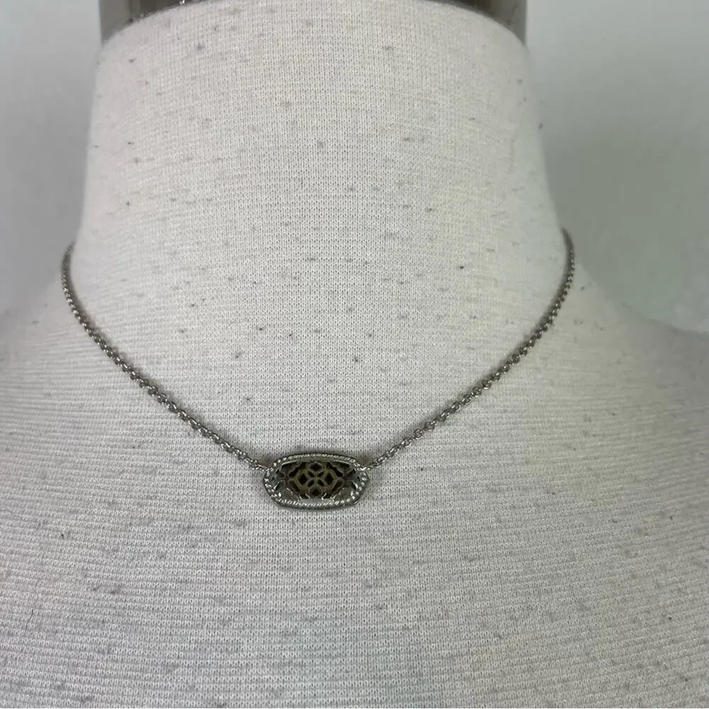 Kendra Scott Silver Elisa Gunmetal Filagree Necklace
